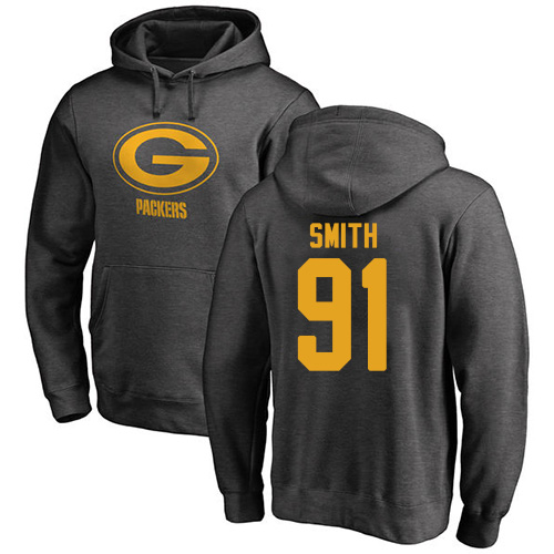 Men Green Bay Packers Ash #91 Smith Preston One Color Nike NFL Pullover Hoodie Sweatshirts->nfl t-shirts->Sports Accessory
